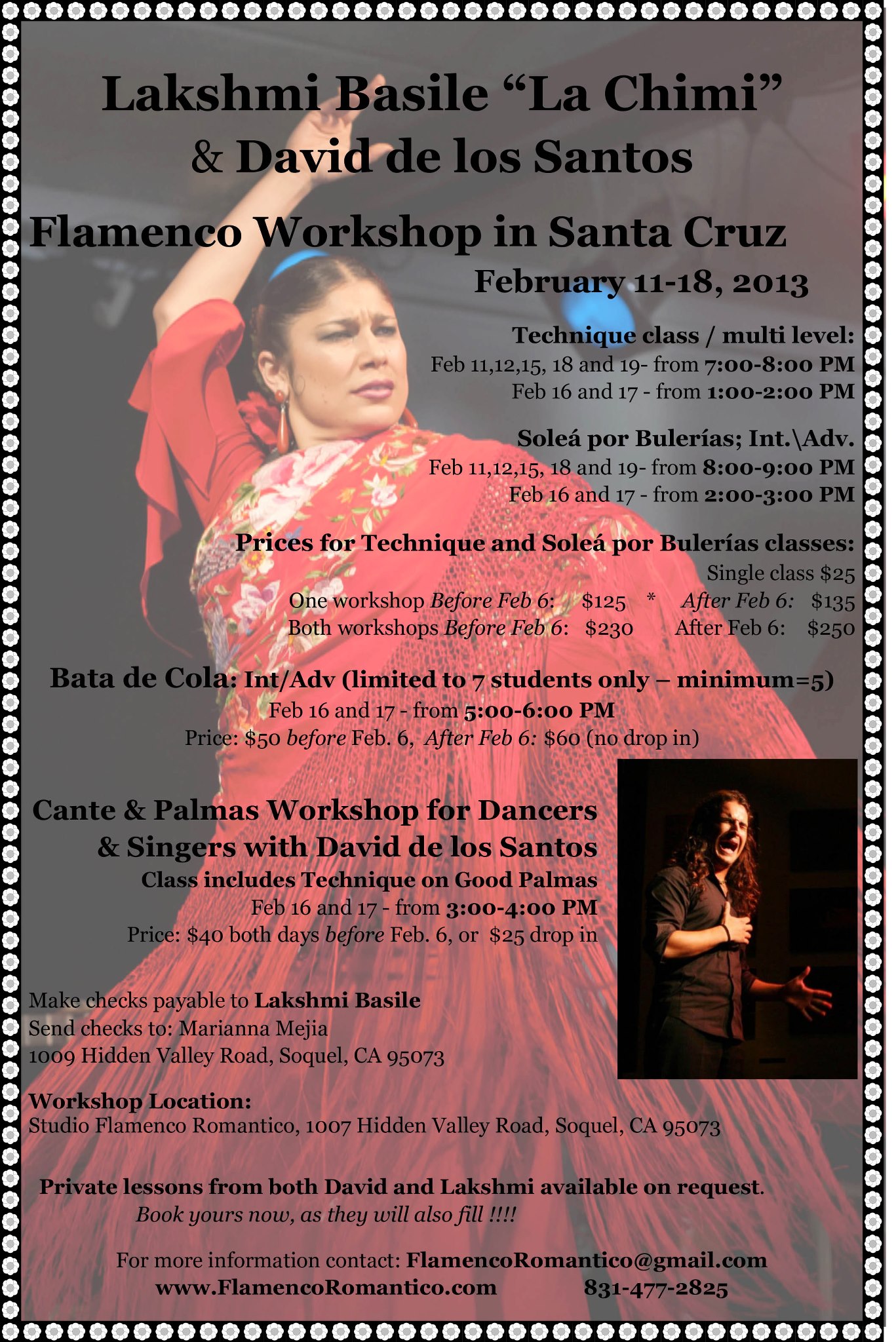 Flamenco Workshops with Lakshmi Basile “la Chimi” and David de los Santos February 2013