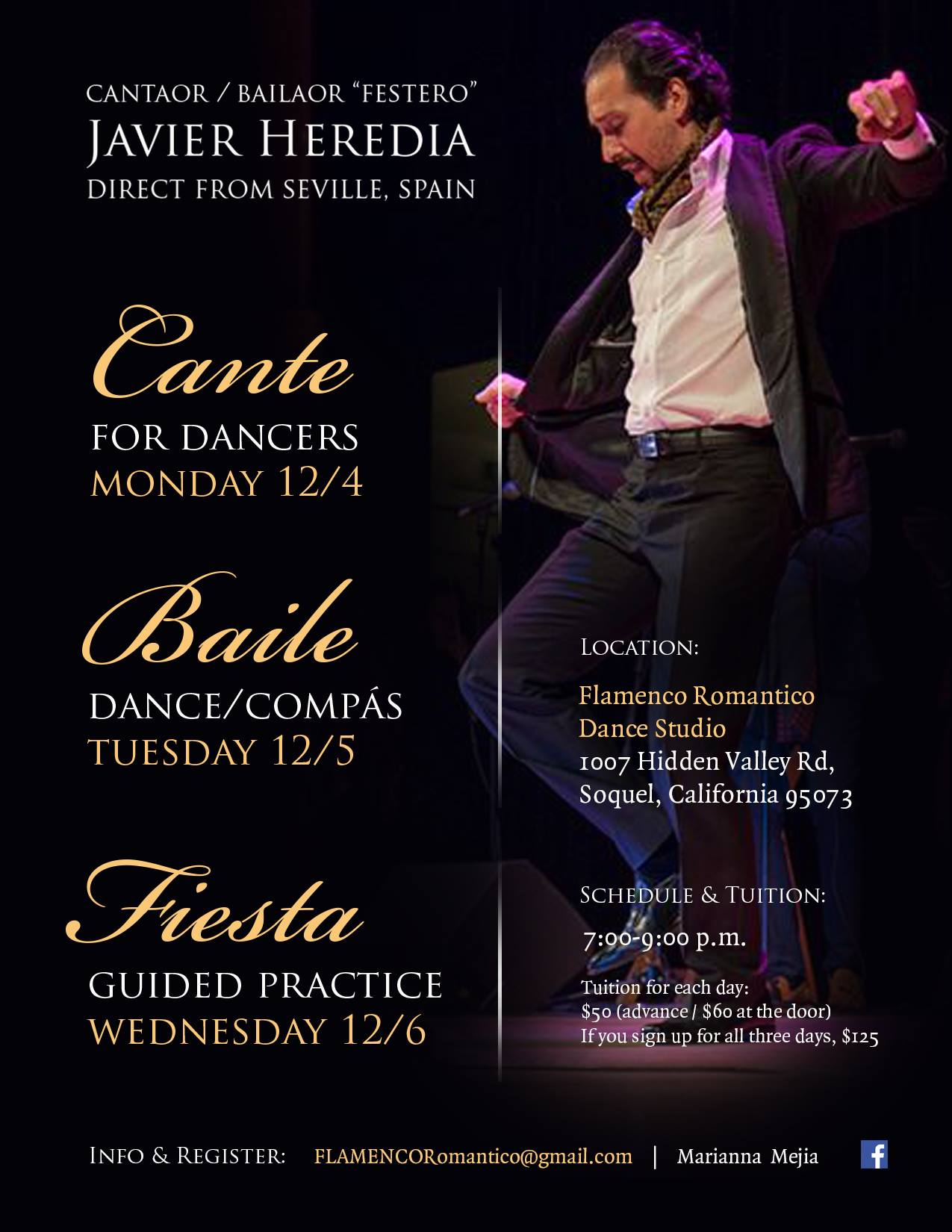 Javier Heredia Flamenco Workshop Santa Cruz CA Dec 2017