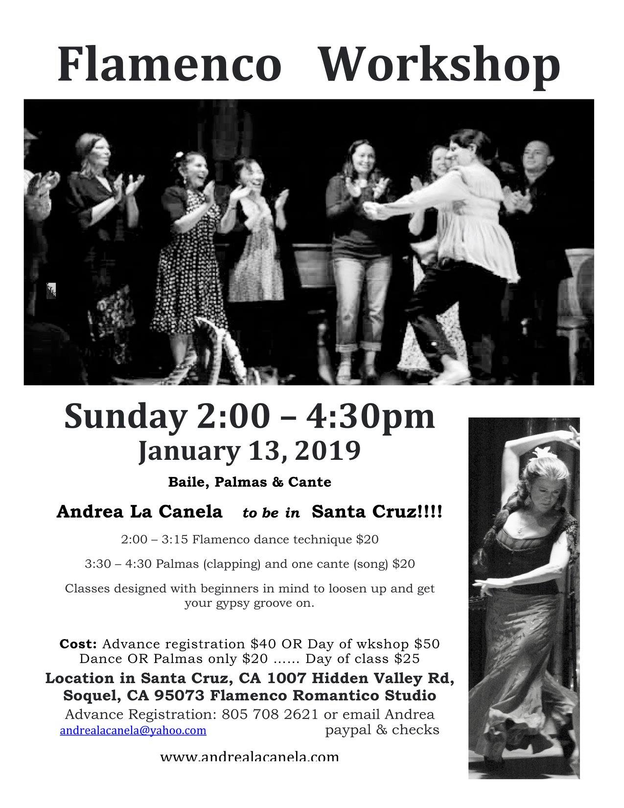 Andrea La Canela Flamenco Workshop Santa Cruz CA Jan 2019